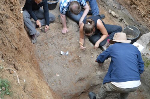 Excavation of Lower Palaeolithic stone tools during 2017.