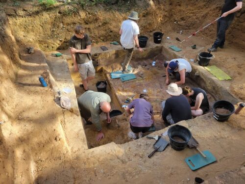 Excavation of an ancient land surface during the 2025 field season.