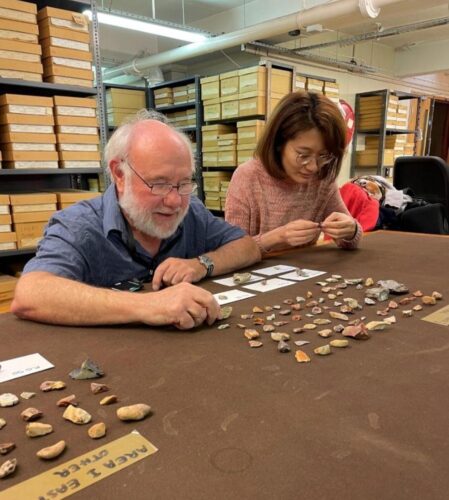 Volunteers refitting heated flint from Barnham
